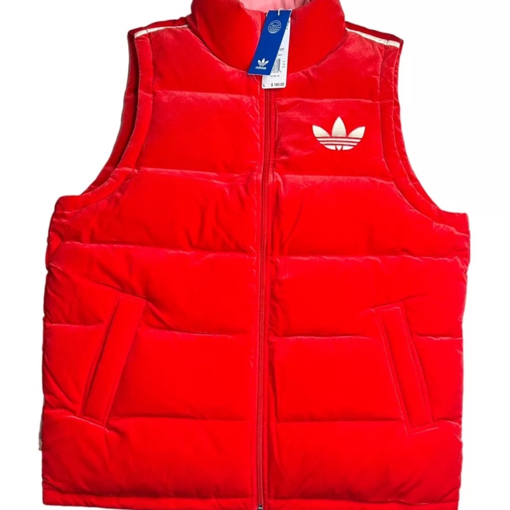 Adidas Red Velour Puffer Vest